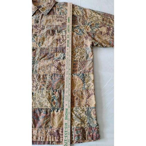 Vtg Territory Ahead Patchwork Shirt Men’s L/XL Tan Boho Festival Outdoor EUC - Picture 16 of 16